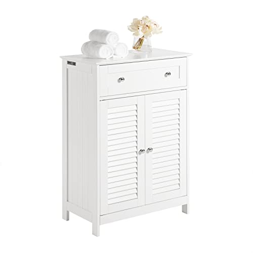 SoBuy FRG238-W Stojące Komoda łazienkowa mebel łazienkowy kredens szafka do korytarza z jedną szufladą i drzwiami Biały 60 x 35 x 87 cm