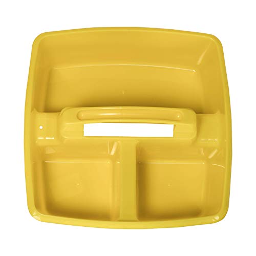 Image of Storex 3-Compartment Small Caddy - Multipurpose Classroom Organizer with Handle, Yellow, 6-Pack (00950U06C)