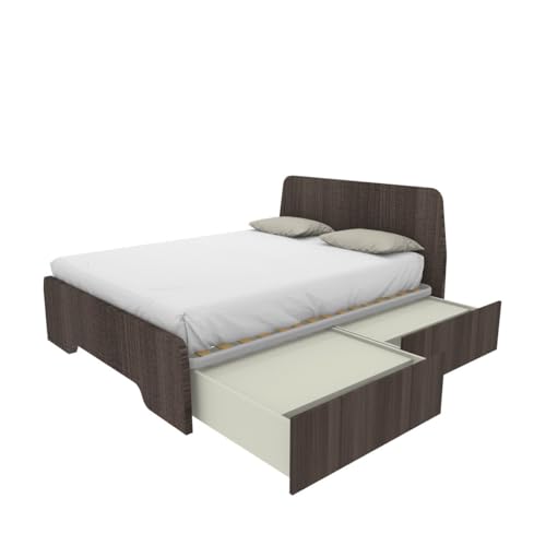 MOBILFINO CAMERETTE Cama de matrimonio 160 x 200 con cabeceros moldeados y cajones – Olmo Jerez oscuro, Derecha
