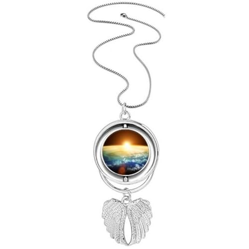 Collier ailes d'ange rotatif avec pendentif illustré, le cadeau idéal chargé de sens