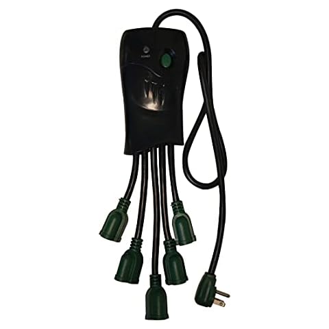 Go Green Power Inc. 5-Outlet Surge Protector, Black - Versatile, Space-Saving Right Angle Plug, One-of-a-Kind Design, Heavy Duty - Perfect for Home & Office - GG-5OCT Cover