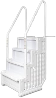 Poolzilla Premium Pool Step Ladder for Above Ground Pools - Deck Mounted Ladder w/Double Handrails - for 48’’ to 54’’ in. Above Ground Pools