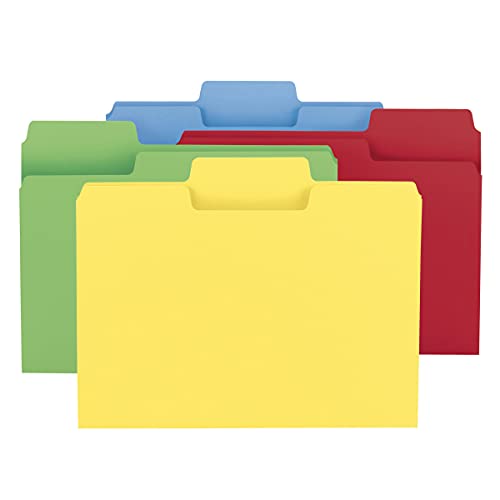Smead SuperTab Heavyweight File Folder, Oversized 1/3-Cut Tab, Letter Size, Assorted Primary Colors, 50 per Box (10410)