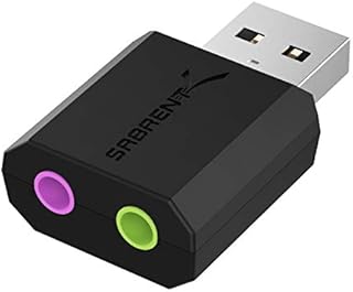 SABRENT USB External Stereo Sound Adapter for Windows and Mac. Plug and Play No Drivers Needed. (AU-MMSA)