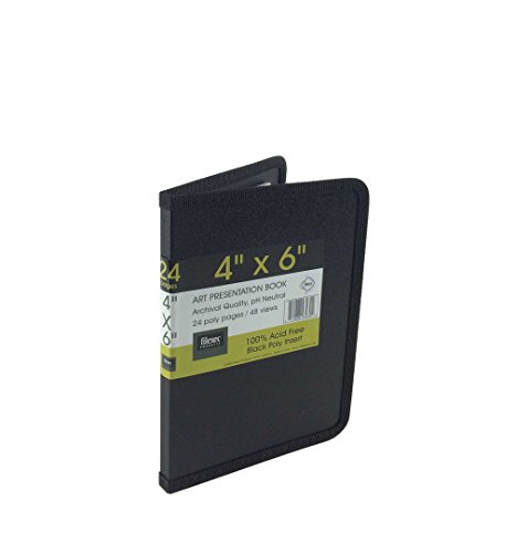 Filexec Products Art Presentation Book, 4"x6", 24Page/48 Views, Pack of 2 (50488-93030), Black