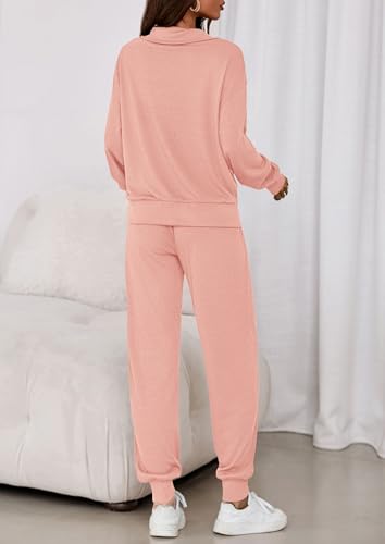 Image of PRETTYGARDEN Women's Fall 2 Piece Lounge Sets Zip Up Sweatshirt Jogger Pants Sweat Track Suits Travel Outfit Winter Clothing