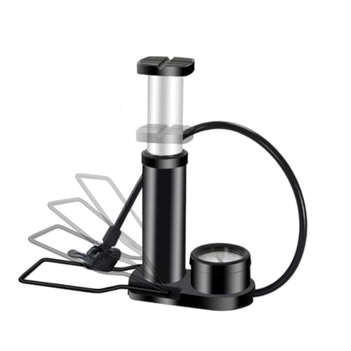 QUMIIRITY ミニフットポンプ 高圧バイク空気入れ 踏みペダル式 持ち運び簡単 属製 耐久性あり バロメーター付き 多用途 自転車ヤ用 ブラック