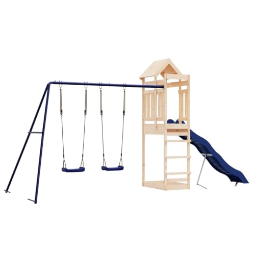 vidaXL Spielturm, Klettergerüst mit Rutsche Schaukel, Kinder Kletterturm mit Sandkasten, Spiel-Zubehör für Garten, Spielgeräte Spielplatz, Massivholz Kiefer