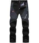 Rdruko Men's Winter Hiking Pants Waterproof Fleece Lined Ski Snow Softshell Work Pants 4 Pockets