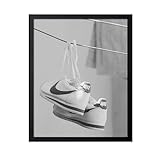 Poster Master Shoes in Clothesline Print - Sneakers Poster - Fashion Art - Black and White Photography Wall Design - Minimal Art - Bedroom or Living Room Wall Decor - 8x10 Black Framed