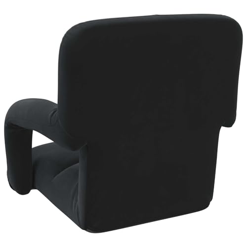 Fauteuil repose-pieds velours noir pliable pour méditation et lit