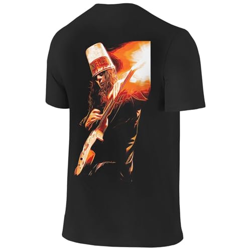 Bucketheads Men's Casual Double Sided Design Short Sleeve Crewneck Cotton T-Shirt Athletic Tee Top Black3