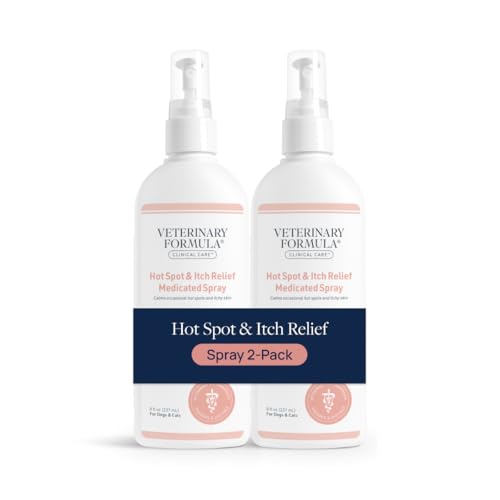 Veterinary Formula Clinical Care Hot Spot & Itch Relief Medicated Spray, 8oz – Easy to Use Spray for Dogs & Cats – Helps Alleviate Sensitive Skin, Scratching, and Licking of Coat (2 Pack)