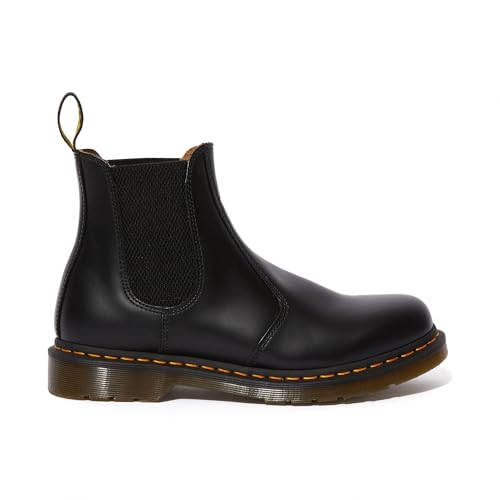 Image of Dr. Martens Unisex 2976 Yellow Stitch Smooth Leather Chelsea Boot, Black, 15 Women /14 Men