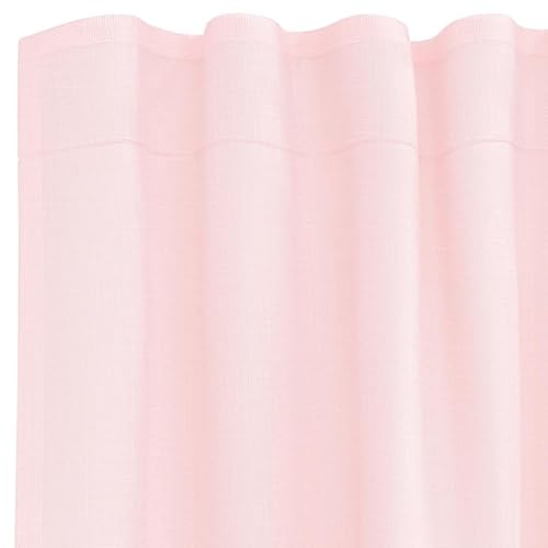 Rideaux voile rose clair de haute qualité avec passe-tringles pour intérieur chic