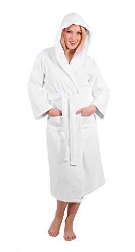 Kimono Hooded Terry Robe- Luxury Spa and Hotel Bathrobe Made with 100% Turkish Cotton (Small / Medium)