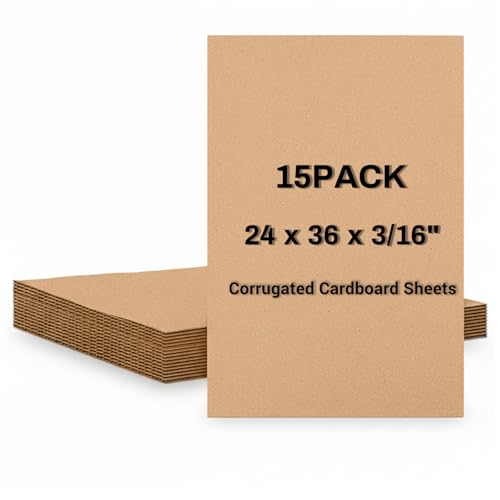 Pekgril 15 Pack 24' X 36' Corrugated Cardboard Sheets, Double Wall 3/16' Thick Brown Poster Board, Large Flat Cardboard Sheet For Packing, Mailing, Moving, Shipping, Crafts