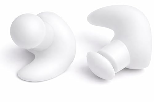 Image of James HealthPlus 1 Pair Waterproof Silicone Earplugs Soft Texture Ear Plugs for Water Sports Swimming Accessories with Storage Box (White)