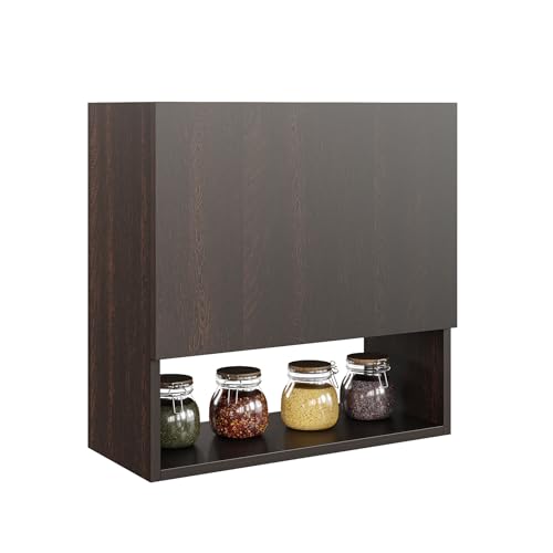 Image of FURNEASER Brian Kitchen Rack Shelf Multipurpose Wooden Wall Mounted Spice Jar Rack Shelves for Kitchen Storage Kitchen Shelf Organizer Kitchen item Containers Hanging Shelves (NRD-W)
