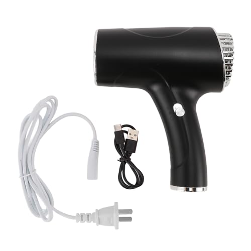 Gonetre - Secador de pelo inalámbrico portátil USB para mujer y hombre, iónico negativo, ABS silencioso caliente/frío, para viajes, hogar, viajes, dormitorio, secado rápido, color negro