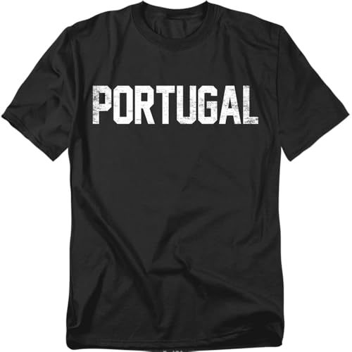 Popfunk Portugal Vintage Name, Athletic Fan Unisex T-Shirt, Black, 4XL