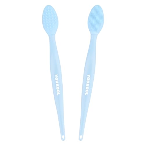 Lip Scrub Brush Double-Sided Silicone Exfoliating Lip Brush Tool for Smoother and Fuller Lip Appearance Blue 2pcs