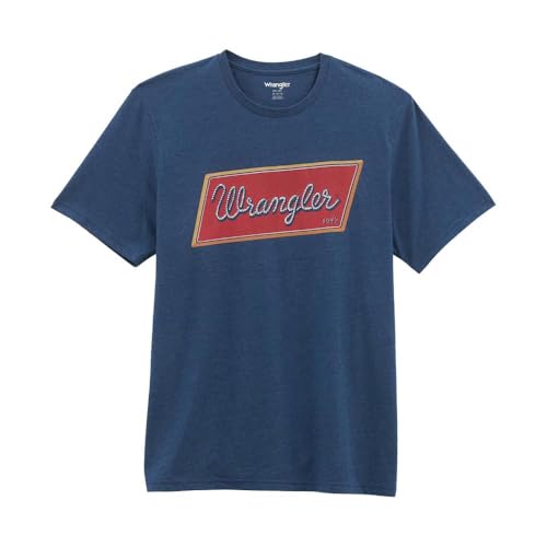 T-shirt Wrangler homme logo graphique denim foncé col rond en coton