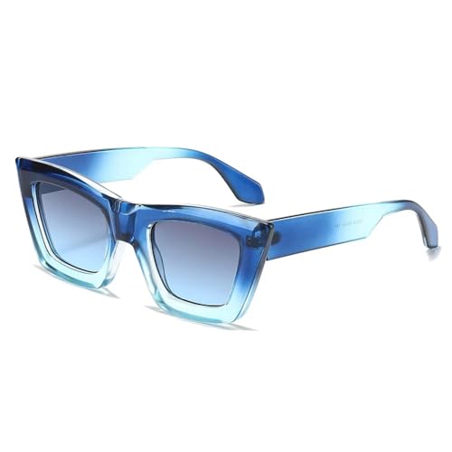 Lunettes de soleil œil de chat bicolores pour femme avec verres dégradés UV400 bleu
