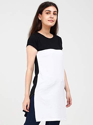 Image of FLEXIMAA Women's Cotton Round Neck Color Block Half Sleeve Long Top