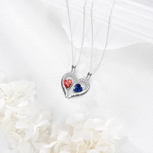 2pcs Sister Necklaces 925 Sterling Silver Good Friends Pendant Heart Jewelry Gifts for Women Friend Sister2