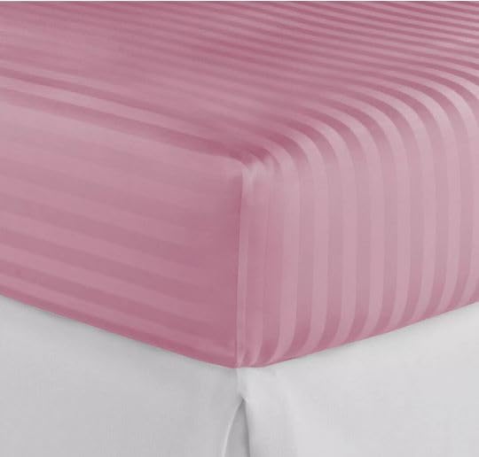 Stripe Colour Fitted Sheet Bed 200TC 100% P COTTON Extra Deep (Pink, King)