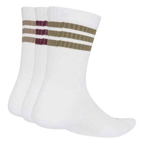 adidas Unisex 3Stripes Cushioned Sportswear Crew Socks 3 Pair Pack Socks, white/olive strata/Khaki Six/maroon, M – Ansicht 3