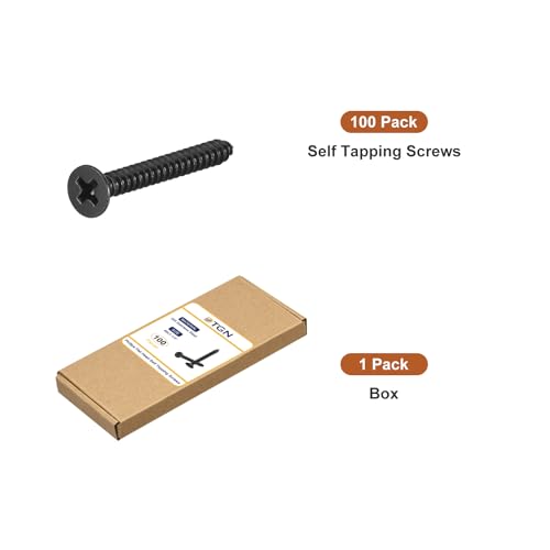 Image of DTGN 100Pcs 6 inch x1-1 /4 Flat Head Wood Screws, Self Tapping Screws Black