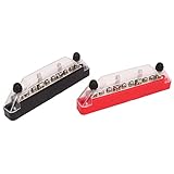 KIMISS Stromverteilungsblock, 1 Paar Stromverteilungsblock, 10 Klemmen, 48 V, 150 A, M6-Bolzen, M4-Schraube, Sammelschiene für Auto, Boot, Hohe Leistung (4 Stück M6-Bolzen, 6 Stück M4-Schraube)