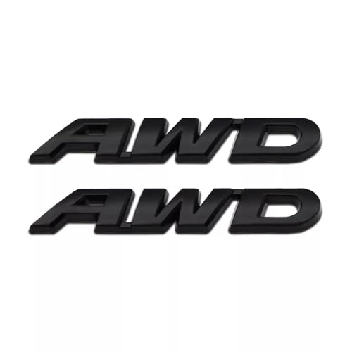 Image of 2pcs Metal Small AWD Emblem All Wheel Drive Logo Side Tailgate Wing 4wd Badge (Matte Black)