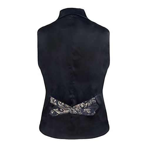 Vellryu Mens Victorian Double Breasted Vest Gothic Steampunk Waistcoat (Large, Black) #TOP2