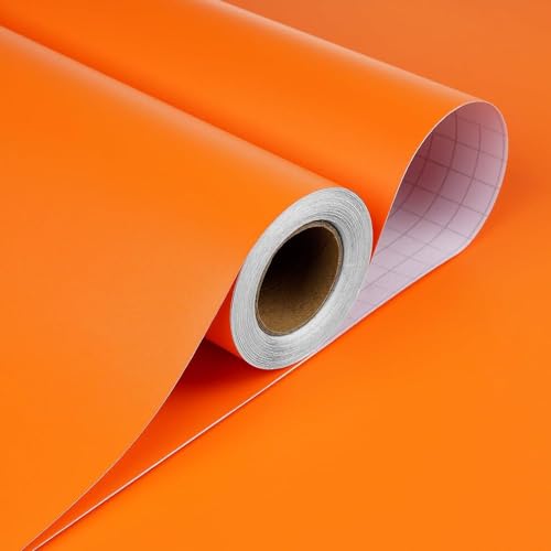 Image of HOME13 Orange Matte (60 x182 Cm) Self Adhesive Contact Paper Vinyl Wallpaper Wall Cabinets Decorations Waterproof Paper
