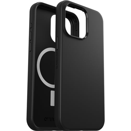 Image of OtterBox iPhone 15 Pro Max Symmetry Series Case - Black, Snaps to MagSafe, Ultra-Sleek, Raised Edges Protect Camera & Screen, Ultra-Thin, Sleek iPhone Case