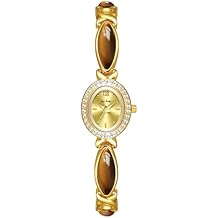 LOREO Elegant Womens Gold Bracelet Watch Vintage Oval Dial, Waterproof Quartz Movement, Small Face Dress Watch for Ladies