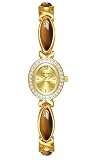 LOREO Elegant Women’s Gold Bracelet Watch Vintage Oval Dial, Waterproof Quartz Movement, Small Face Dress Watch for Ladies (Brown)