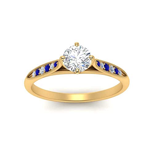 Image of Choose Your Gemstone Compass Point Ring Yellow Gold Plated Round Shape Vintage Engagement Rings Ornaments for Wife Symbol of Love Clarity Comfortable US Size 4 to 12