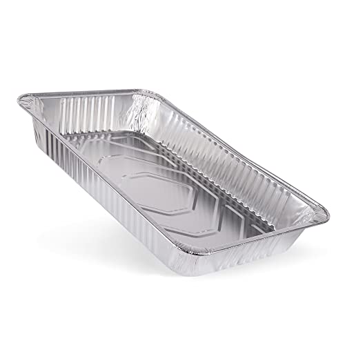 Image of Glad Disposable Full Size Aluminum Steam Pans, Deep Heavy Duty Foil Pans for Steaming, Baking, Roasting, Catering & Oven Reheating, Fits 2 Half Pans, 20.5 x 12.5 x 2.75 Inch, 2 Count