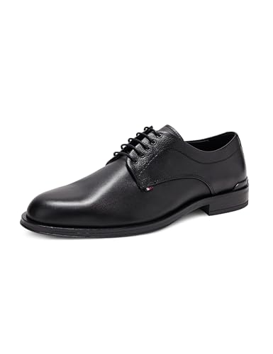 Tommy Hilfiger Zapatos Derby Hombre Corporate de Piel, Negro (Black), 43