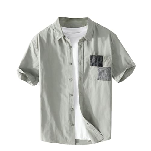 Chemise d'été manches courtes ample pour homme fini anti-plis élégant