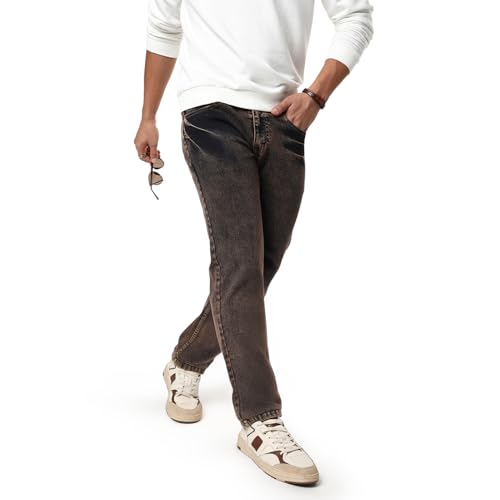 Image of Urbano Fashion Men's Regular Fit Heavy Washed Denim Jeans Stretchable