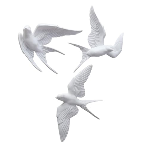 Décoration murale d'hirondelles créatives : oiseaux en résine blanche design nordique