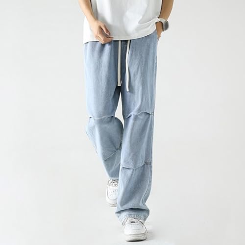 Mens Loose Fit Jeans Regular Fit Straight Leg Jean Elastic Waist Jeans for Men Casual Streetwear Denim Pants3