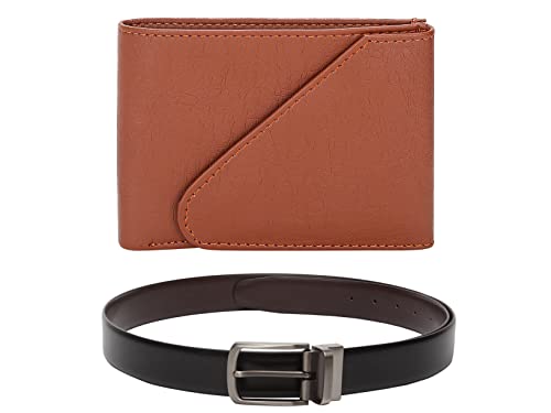 Image of Amicraft PU Leather Men's Combo Pack Of Wallet & Reversible Belt Gift Set