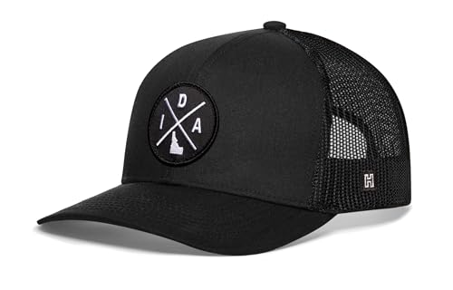 Image of HAKA State City Trucker Hat for Men & Women, Adjustable Baseball Hat, Mesh Snapback, Sturdy Outdoor Black Golf Hat