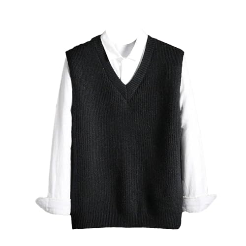Men's V-Neck Knitted Vest Japanese Sleeveless Sweater